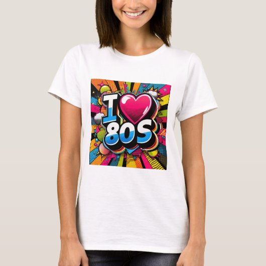 Ik hou van de jaren 80 retro design t-shirt (Voorkant)