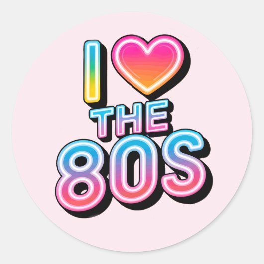 Ik hou van de jaren 80 ronde sticker (Voorkant)