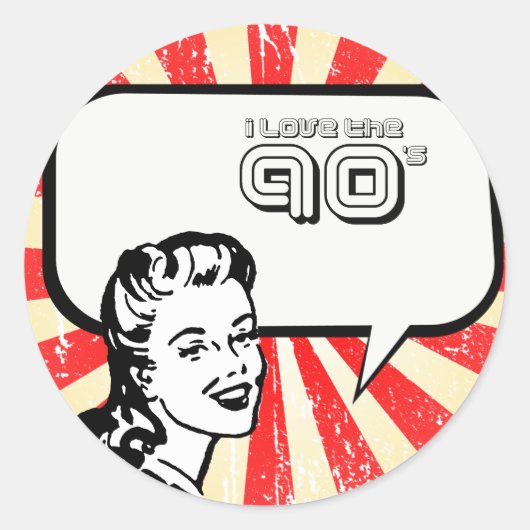 IK HOU VAN DE JAREN '90 RONDE STICKER (Voorkant)