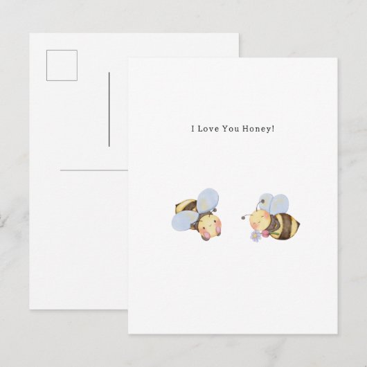 Ik hou van de Kaart van de Honey Bee Illustration (Voorkant / Achterkant)