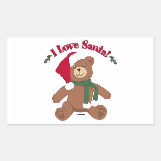 Ik hou van de Kerstman! KerstTeddy Bear Rechthoekige Sticker (Voorkant)