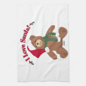 Ik hou van de Kerstman! KerstTeddy Bear Theedoek (Verticaal)