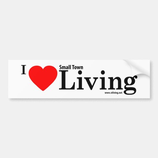 Ik hou van de kleine stad Living Bumpersticker (Voorkant)