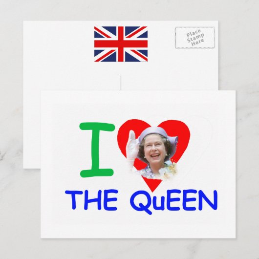Ik hou van de koningin, koningin Elizabeth II Briefkaart (Voorkant / Achterkant)