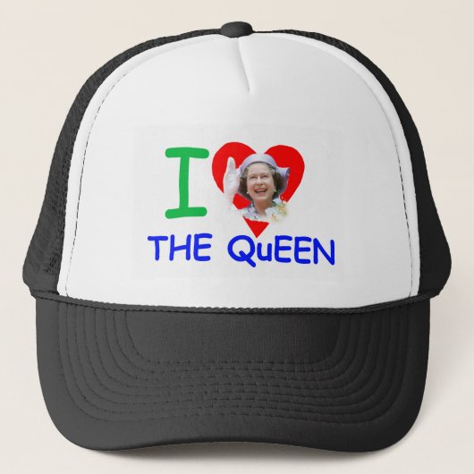 Ik hou van de koningin, koningin Elizabeth II Trucker Pet (Voorkant)