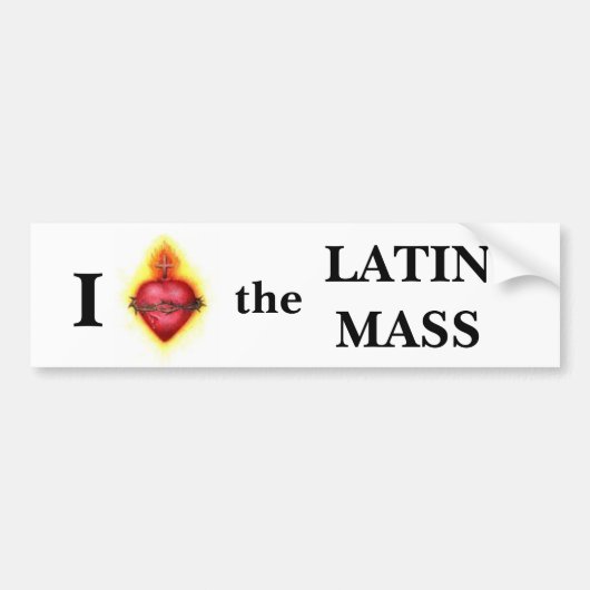 Ik hou van de Latijnse Mass Sacred Heart Jesus Kat Bumpersticker (Voorkant)