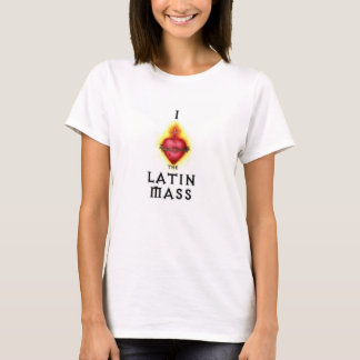 Ik hou van de Latijnse Mass Sacred Heart Jesus Kat T-shirt