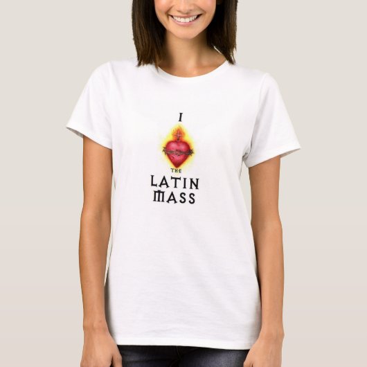 Ik hou van de Latijnse Mass Sacred Heart Jesus Kat T-shirt (Voorkant)