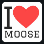 Ik hou van de maas vierkante sticker<br><div class="desc">Ik hou van elanden,  voor dierenrijk liefhebbers</div>