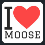 Ik hou van de maas vierkante sticker<br><div class="desc">Ik hou van elanden, voor dierenrijk liefhebbers</div>