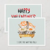 Ik hou van de manier waarop je rolt | Cute Sushi V Feestdagenkaart (Voorkant / Achterkant)