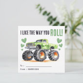Ik hou van de manier waarop je rolt | Green Monste Feestdagenkaart (Staand voorkant)