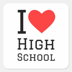 Ik hou van de middelbare school vierkante sticker