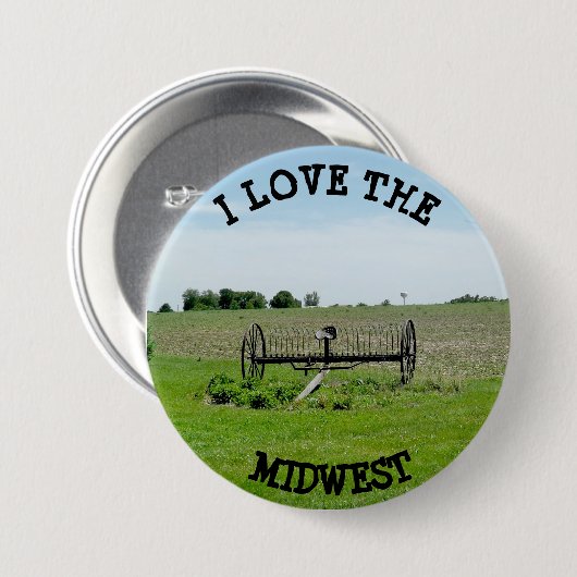 Ik hou van de MIdwest Farming Landscape Button (Voorkant /achterkant)