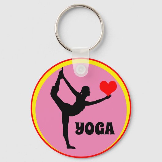 Ik hou van de mode Yoga & Red Heart / Yogini godin Sleutelhanger (Achterkant)