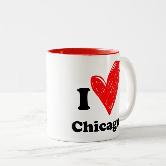 Ik hou van de Mok van Chicago Two-Tone Coffee (Voorkant rechts)