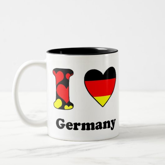 Ik hou van de Mok van een tweetone koffie in Duits (Links)