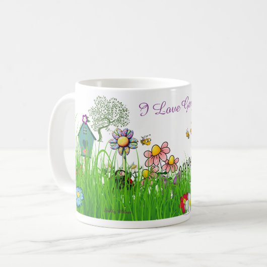 Ik hou van de mok van tuinkoffie (Voorkant links)