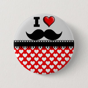 Ik hou van de Mustache Mustache Stache Ronde Button 5,7 Cm