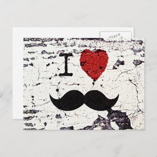 Ik hou van de Mustache Rustic Custom Briefkaart (Voorkant / Achterkant)