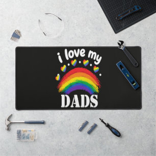 Ik hou van de regenboog trots van mijn papa's bureaumat
