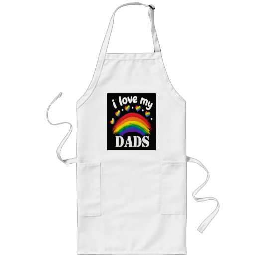 Ik hou van de regenboog trots van mijn papa's lang schort (Voorkant)