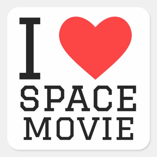 Ik hou van de ruimtefilm vierkante sticker (Voorkant)