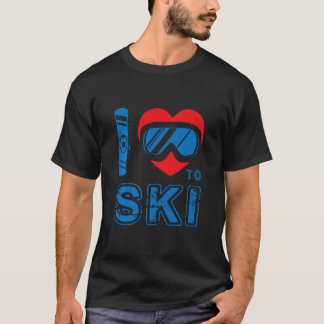 Ik hou van de skiwintersport Snowboarding Skier Sk T-shirt