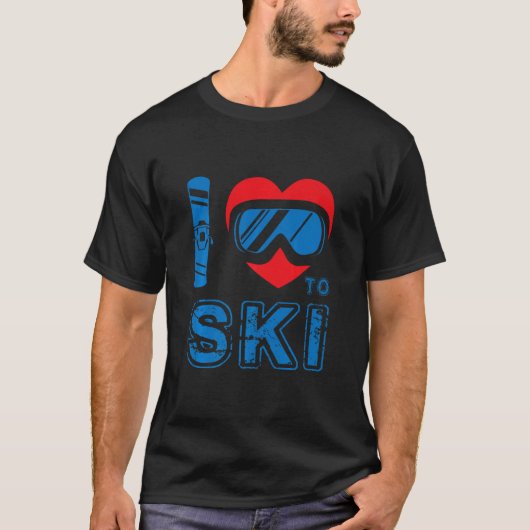 Ik hou van de skiwintersport Snowboarding Skier Sk T-shirt (Voorkant)