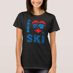 Ik hou van de skiwintersport Snowboarding Skier Sk T-shirt