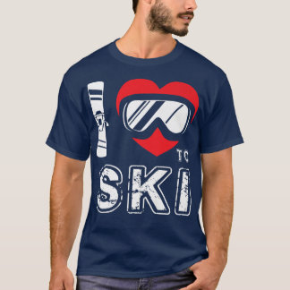 Ik hou van de skiwintersport Snowboarding Skier Sk T-shirt