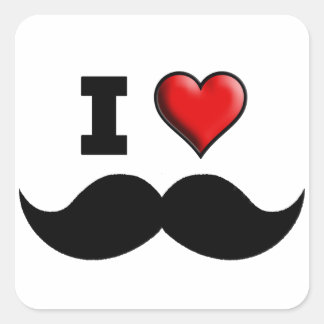 Ik hou van de snor vierkante sticker