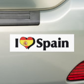 Ik hou van de Spaanse vlag Bumpersticker (Op auto)
