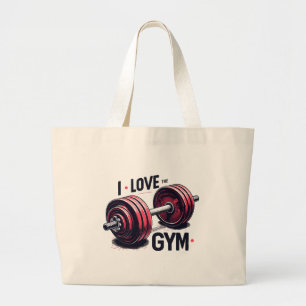 Ik hou van de sportschool grote tote bag