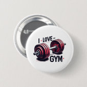 Ik hou van de sportschool ronde button 5,7 cm (Voorkant /achterkant)