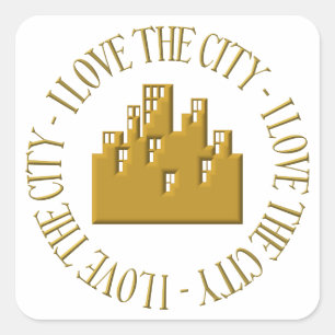 Ik hou van de stad vierkante sticker