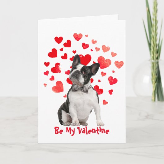 Ik hou van de Valentijn van Boston Terrier Dog Feestdagen Kaart (Voorkant)