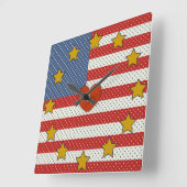 Ik hou van de Verenigde Staten - Rood, wit, blauw  Vierkante Klok (Hoek)