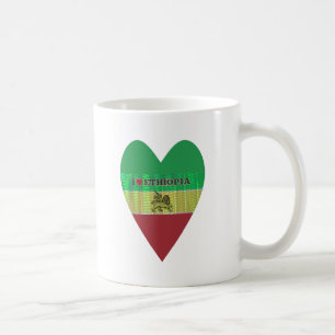 Ik hou van de vlag - Liefde Ethiopië   Rood Goud G Koffiemok