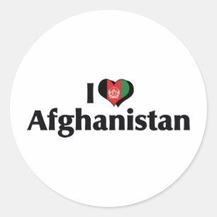 Ik hou van de vlag van Afghanistan Ronde Sticker