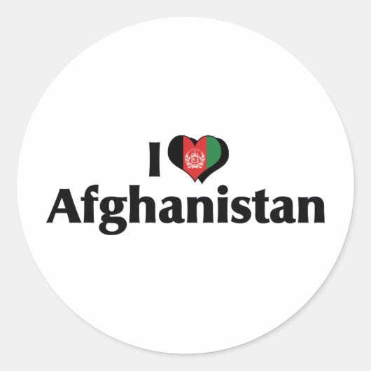 Ik hou van de vlag van Afghanistan Ronde Sticker (Voorkant)