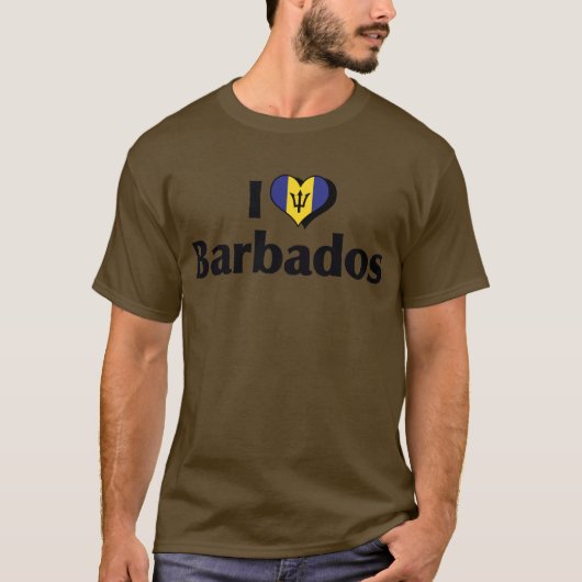 Ik hou van de vlag van Barbados T-shirt (Voorkant)