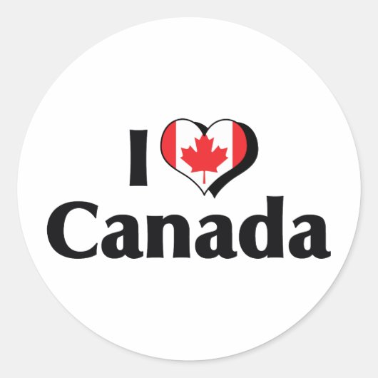 Ik hou van de vlag van Canada Ronde Sticker (Voorkant)