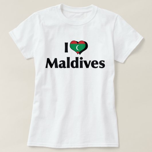 Ik hou van de vlag van de Malediven T-shirt (Design voorkant)
