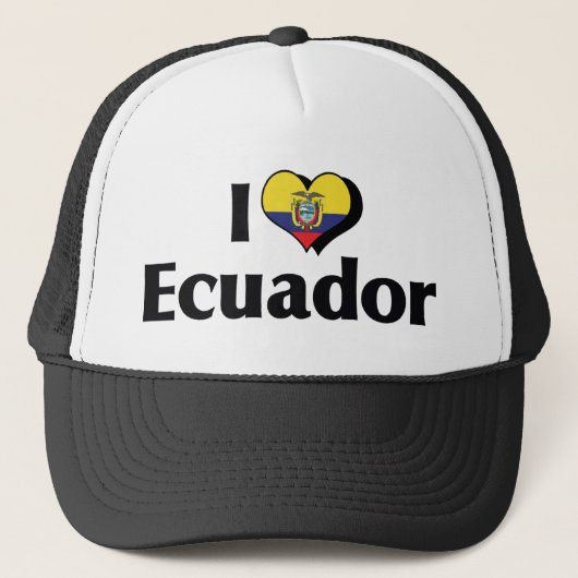 Ik hou van de vlag van Ecuador Trucker Pet (Voorkant)
