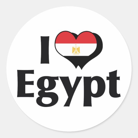 Ik hou van de vlag van Egypte Ronde Sticker (Voorkant)
