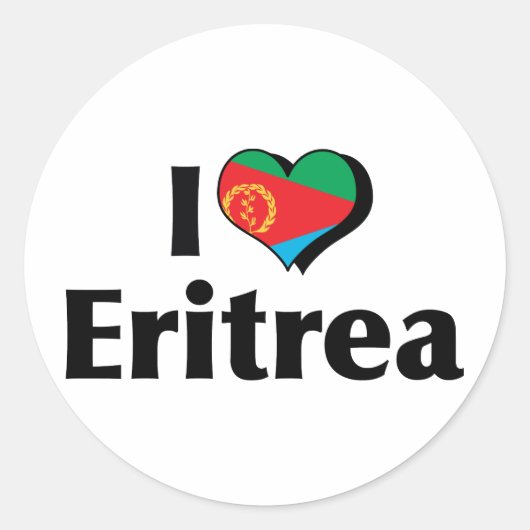 Ik hou van de vlag van Eritrea Ronde Sticker (Voorkant)