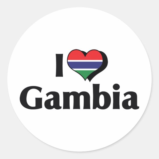 Ik hou van de vlag van Gambia Ronde Sticker (Voorkant)