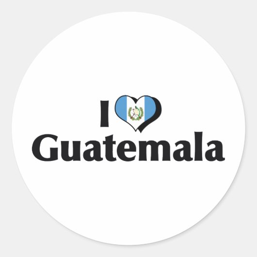 Ik hou van de vlag van Guatemala Ronde Sticker (Voorkant)