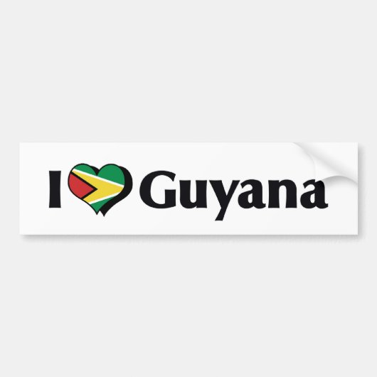 Ik hou van de vlag van Guyana Bumpersticker (Voorkant)
